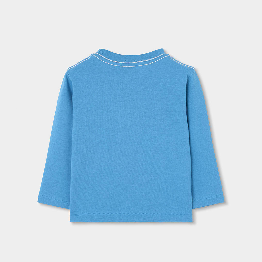 Camiseta punto niño azul estampado de ciervo 2/4