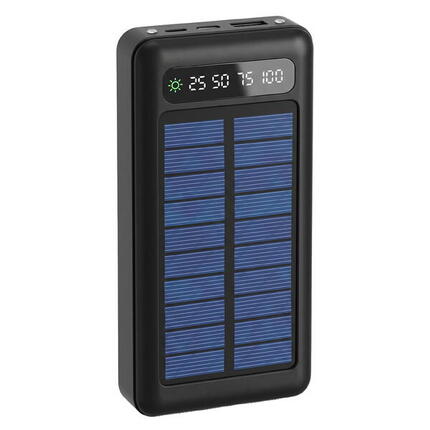Batterie externe solaire portable Setty Power Bank SLR-120 20 000 mAh noire.