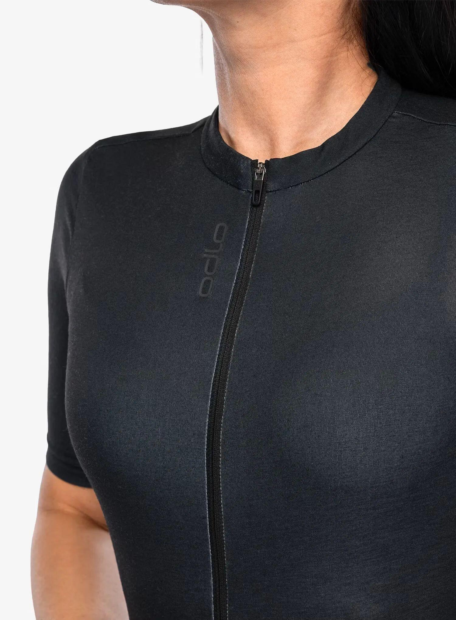 Koszulka kolarska damska Odlo Essential T-Shirt S/U Collar S/S Full Zip 6/7