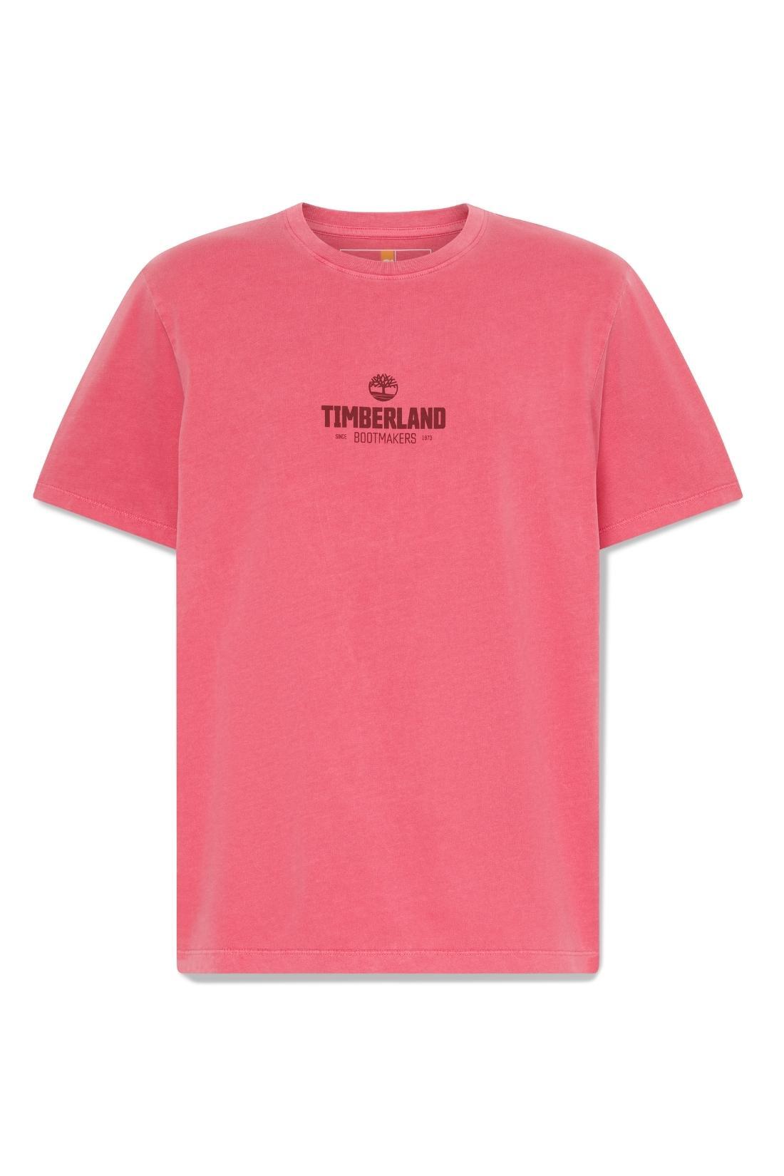 TIMBERLAND T-shirt voor mannen in effen groene kleur met logo 2/3