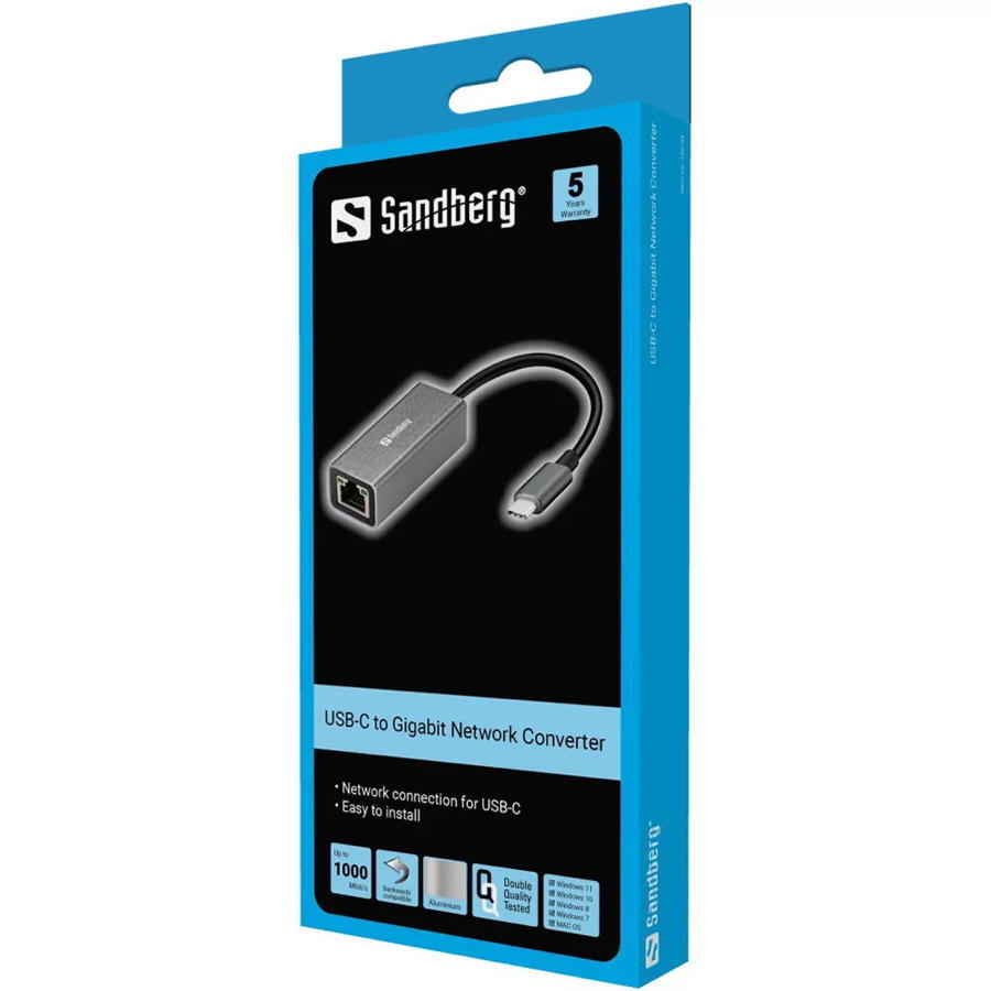Adaptador SANDBERG USB-C para Gigabit Ethernet 2/2