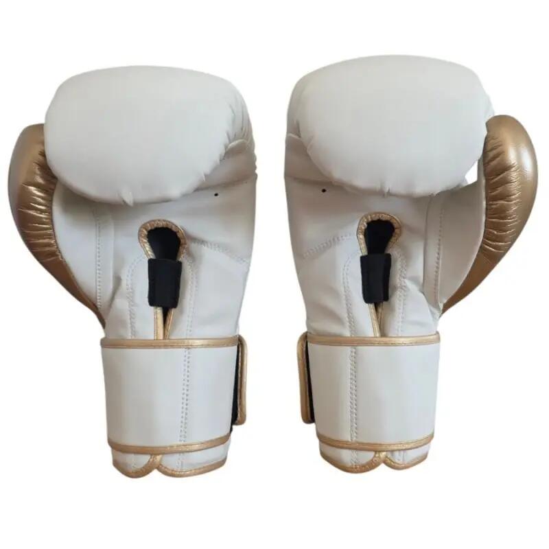 Guantes de Boxeo Elite - Blanco y Dorado - el par de 12 oz 2/5