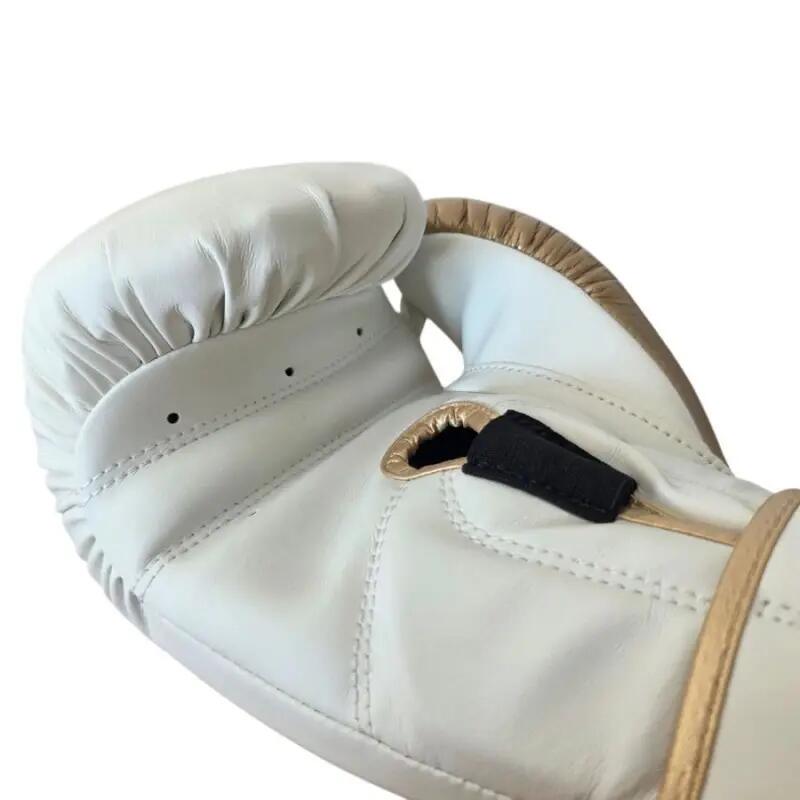 Guantes de Boxeo Elite - Blanco y Dorado - el par de 12 oz 4/5