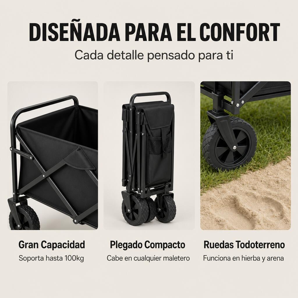 Chariot pliable tout-terrain capacité 75 kg 4/7