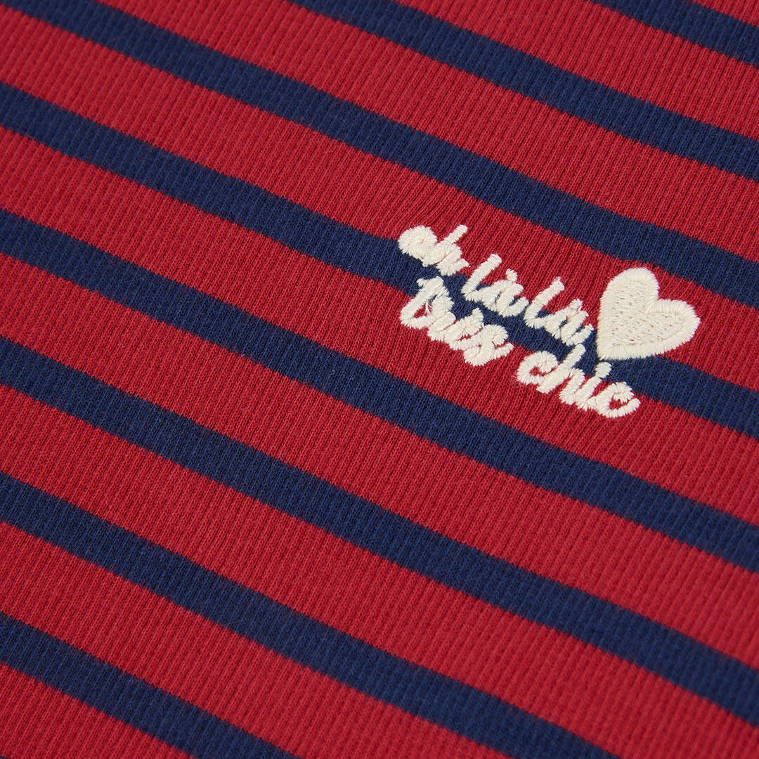 Camiseta punto niña roja rayas marineras 3/4