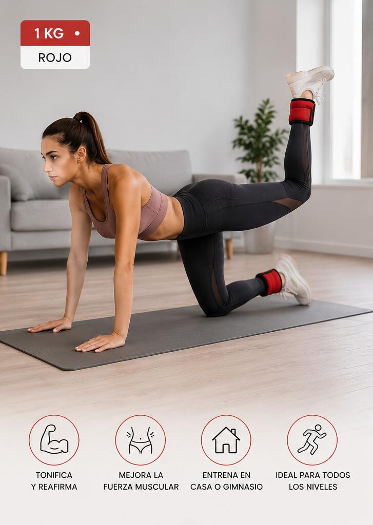 Pesas Lastre 1 kg Muñecas y Tobillos Neopreno Fitness y Tonificación 5/5