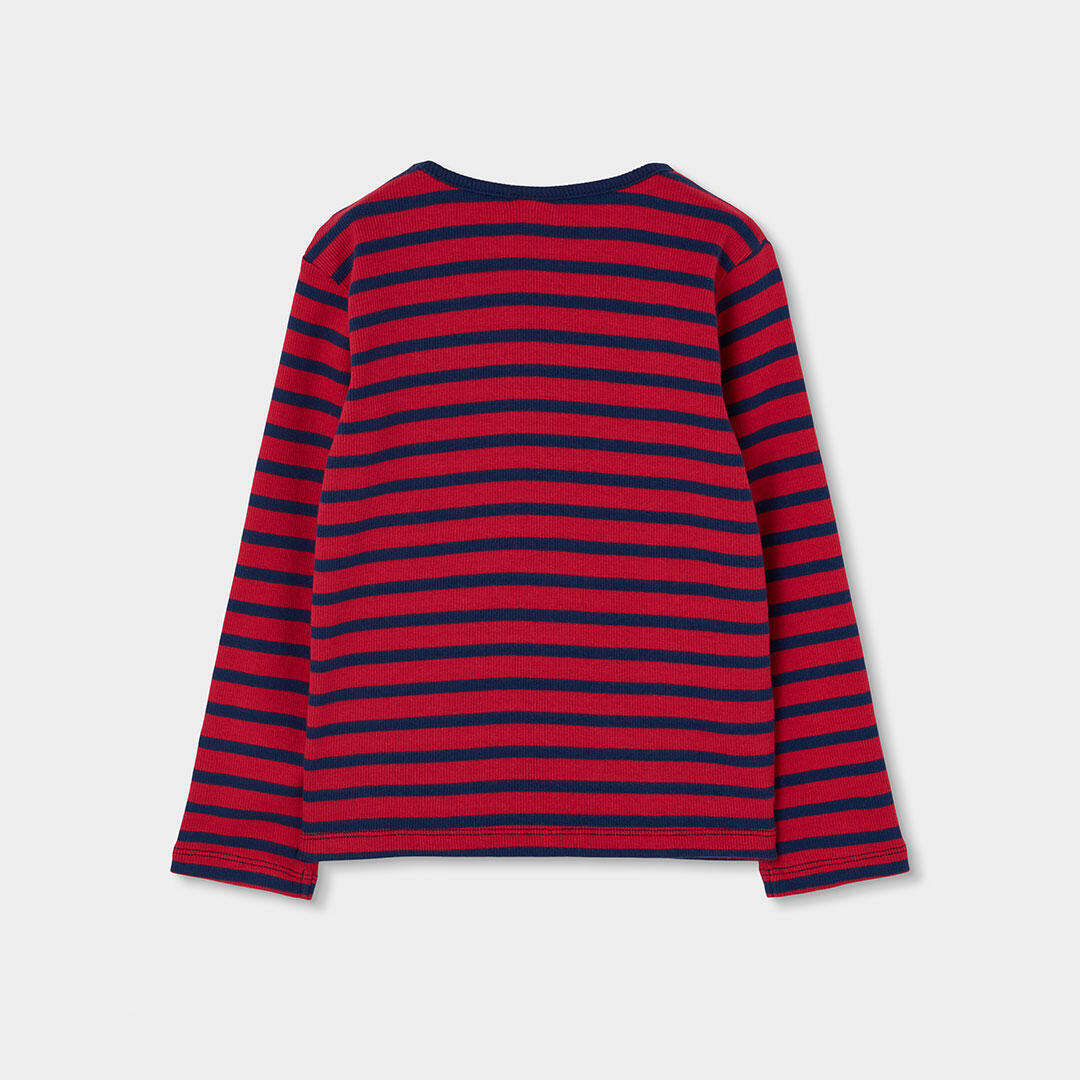 Camiseta punto niña roja rayas marineras 2/4