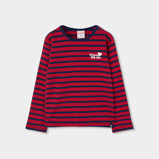 T-shirt fille en maille rayures marinières