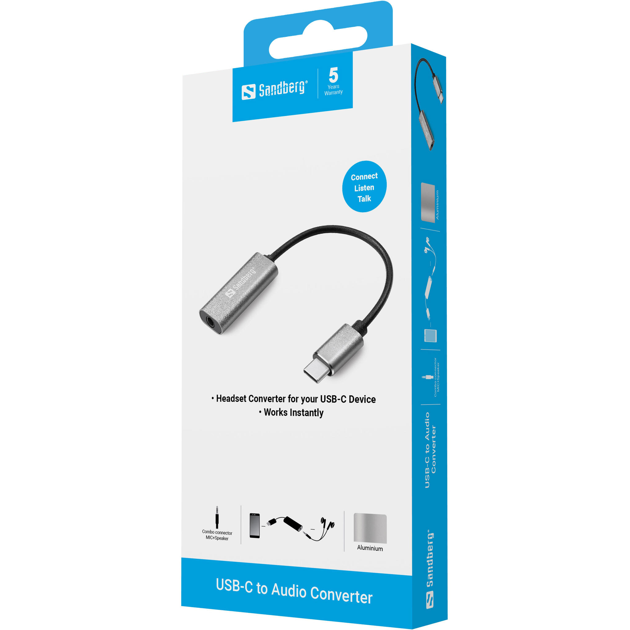 Adaptador SANDBERG USB-C para áudio 3,5 mm 3/3