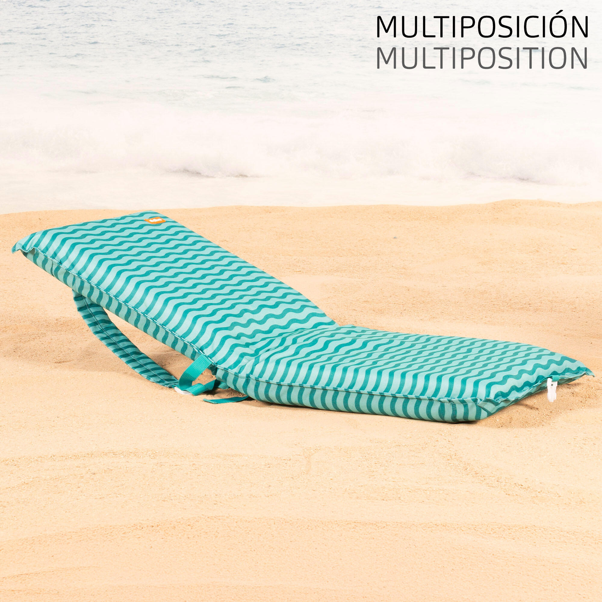 Aktive Cadeira de praia dobrável 40x48x56 cm ondas turquesa 5/7