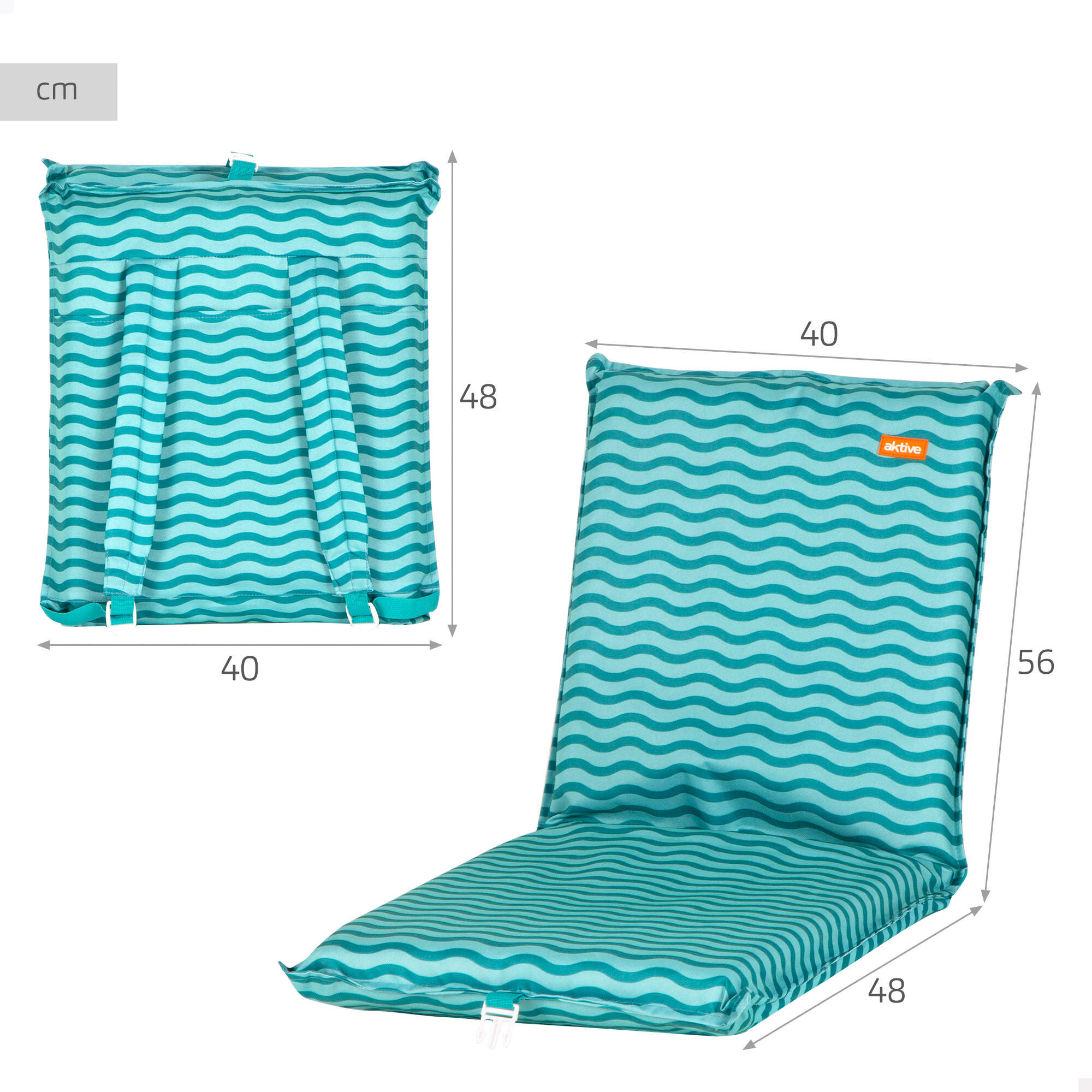 Aktive Cadeira de praia dobrável 40x48x56 cm ondas turquesa 4/7