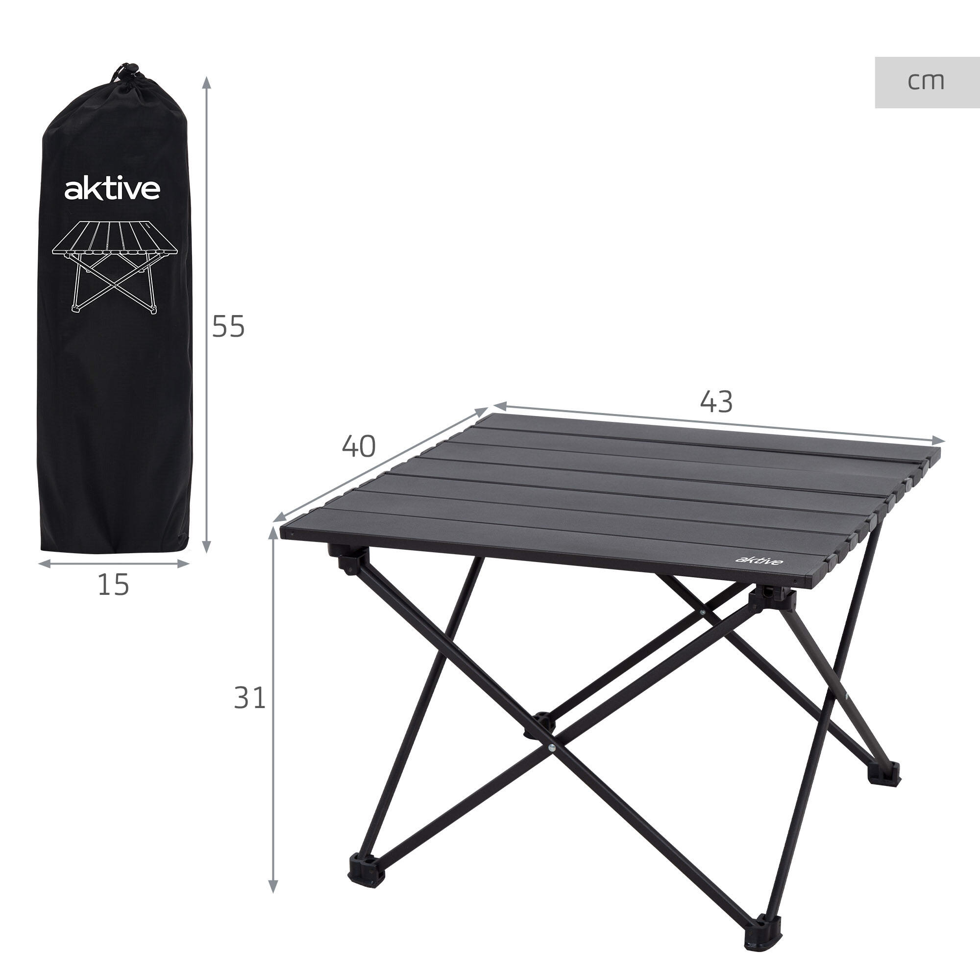 Aktive Camping Mesa dobrável para camping com anti-tombamento 43x40x31 cm 4/7