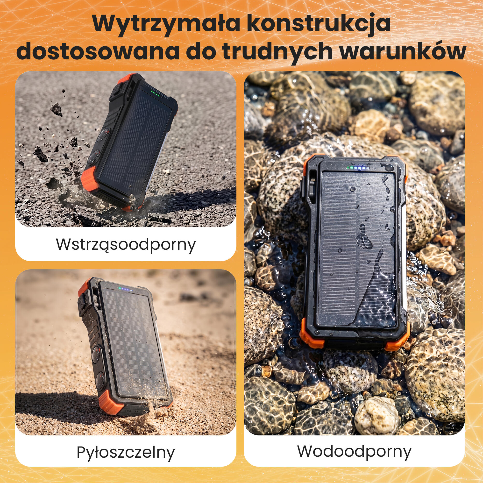 POWERBANK ŁADOWARKA SOLAR 20000mAh INDUKCJA LATARKA Lampa 45W + Kabelki 3/7