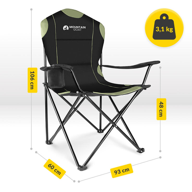 Scaun turistic pliabil, fotoliu de pescuit MOUNTAIN GOAT XL cu cotiere