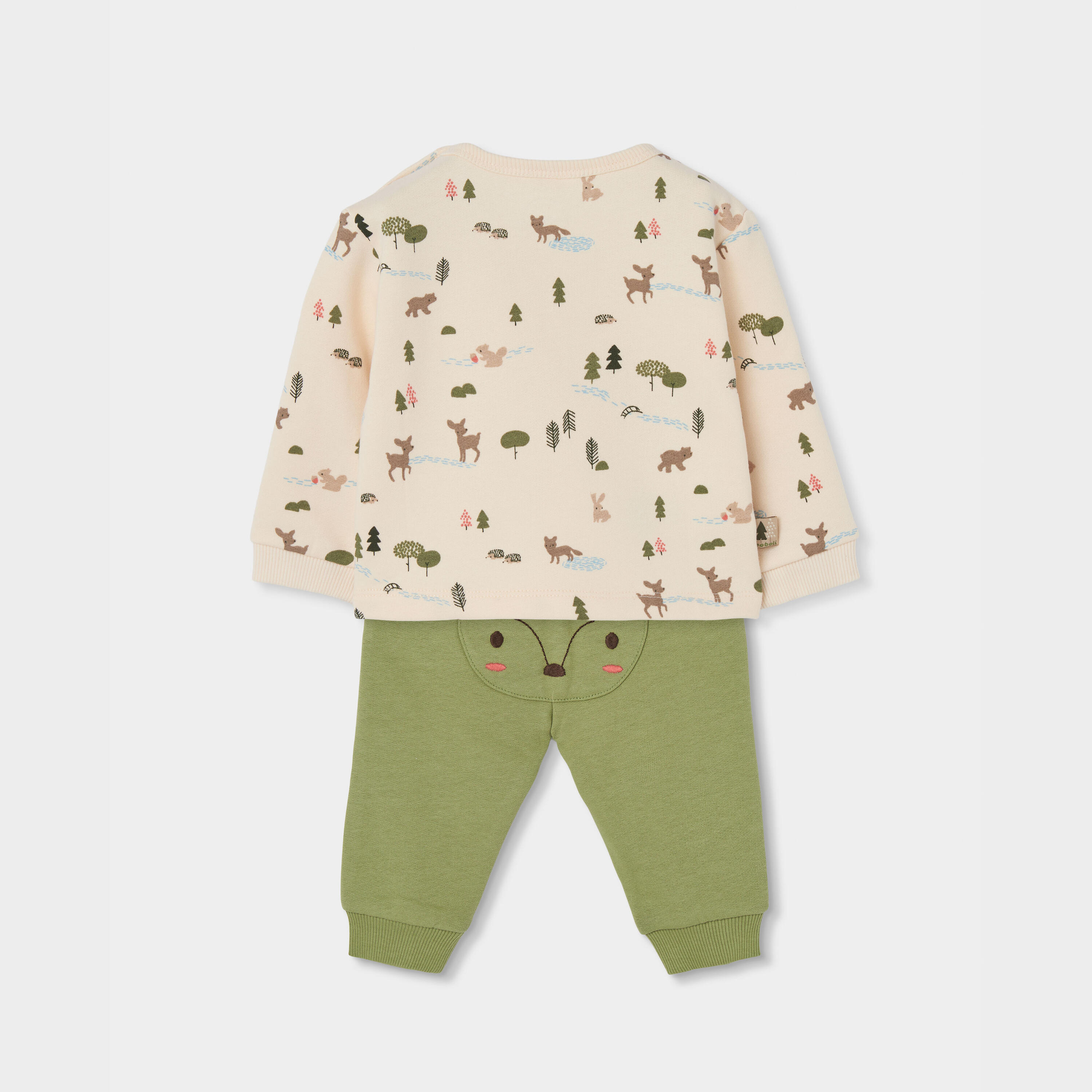 Conjunto punto bebé niño verde estampado bosque 2/7