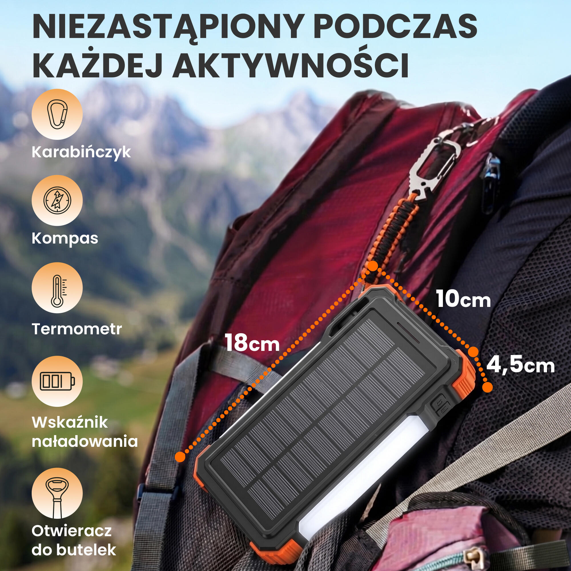 POWERBANK ŁADOWARKA SOLAR 20000mAh INDUKCJA LATARKA Lampa 45W + Kabelki 7/7