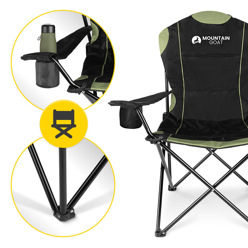 Scaun turistic pliabil, fotoliu de pescuit MOUNTAIN GOAT XL cu cotiere