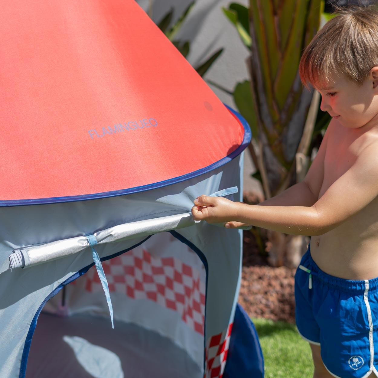 Flamingueo tente plage enfant avec panneaux filet 4/6