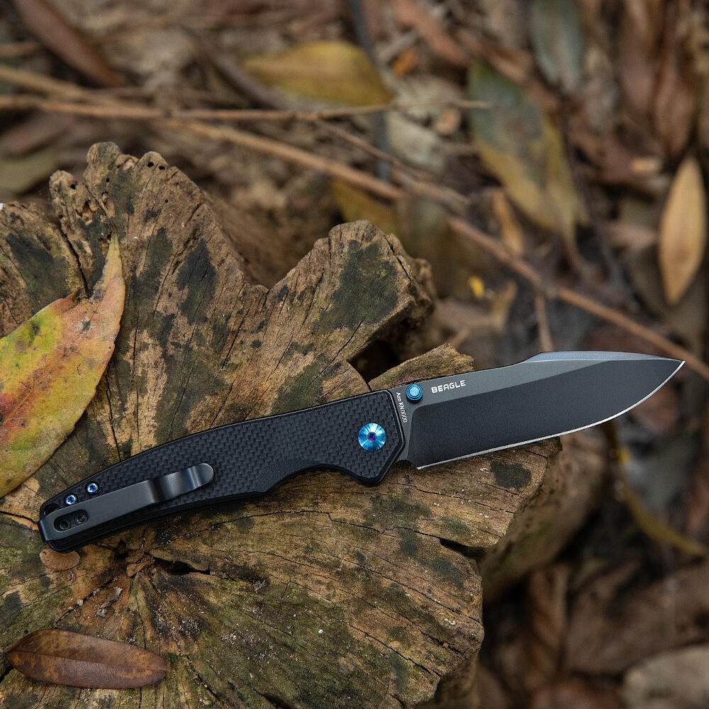 Canivete EDC, Olight Oknife Beagle, Azul, Aço 154CM, Cabo G10, Lâmina de Arpão 5/7