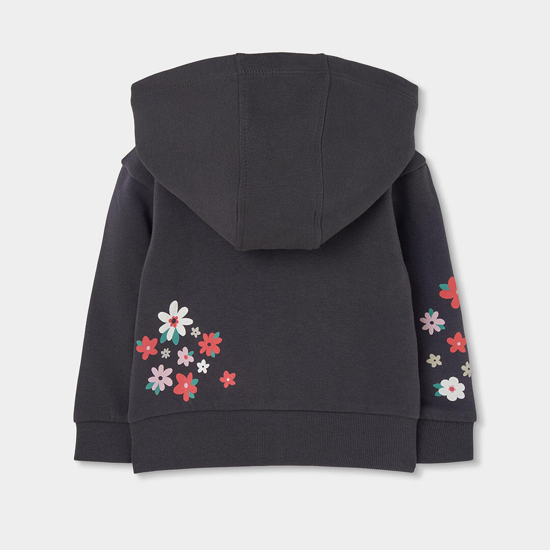 Chaqueta felpa niña gris estampado flores 2/4
