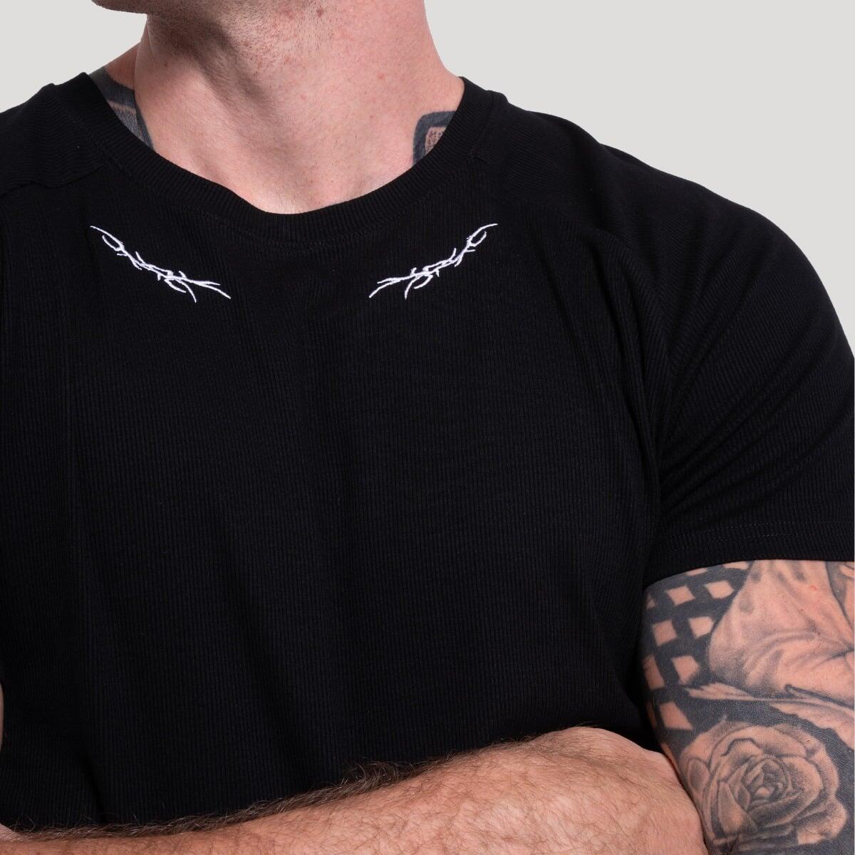 Koszulka męska fitness slim czarna Tribal Ribbed 2/7