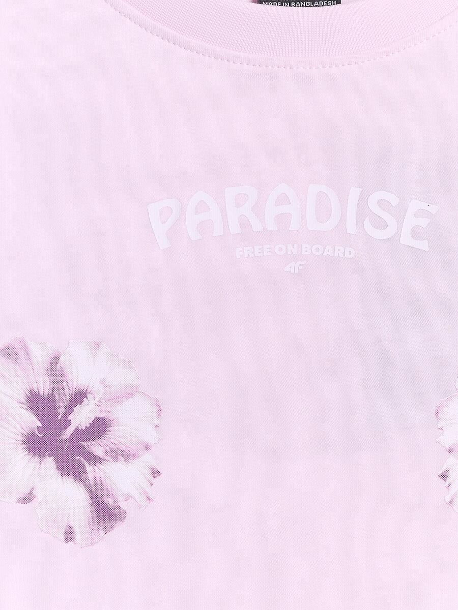 T-shirt loose z nadrukiem damski 4F 4FRSS26TTSHF3882 6/6
