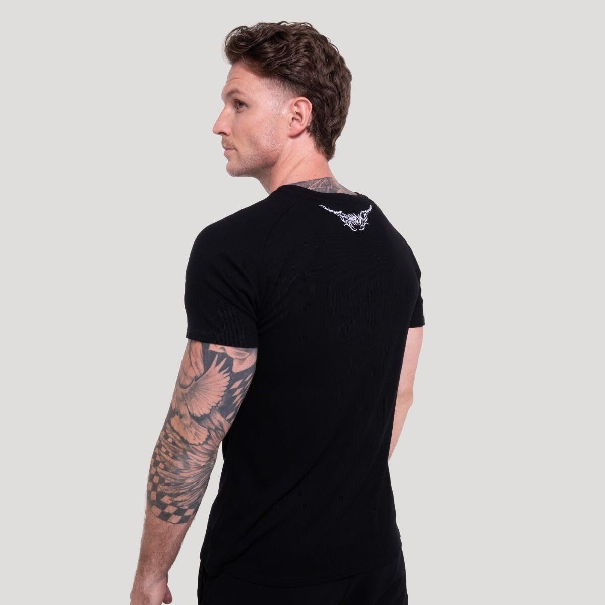 Koszulka męska fitness slim czarna Tribal Ribbed 4/7