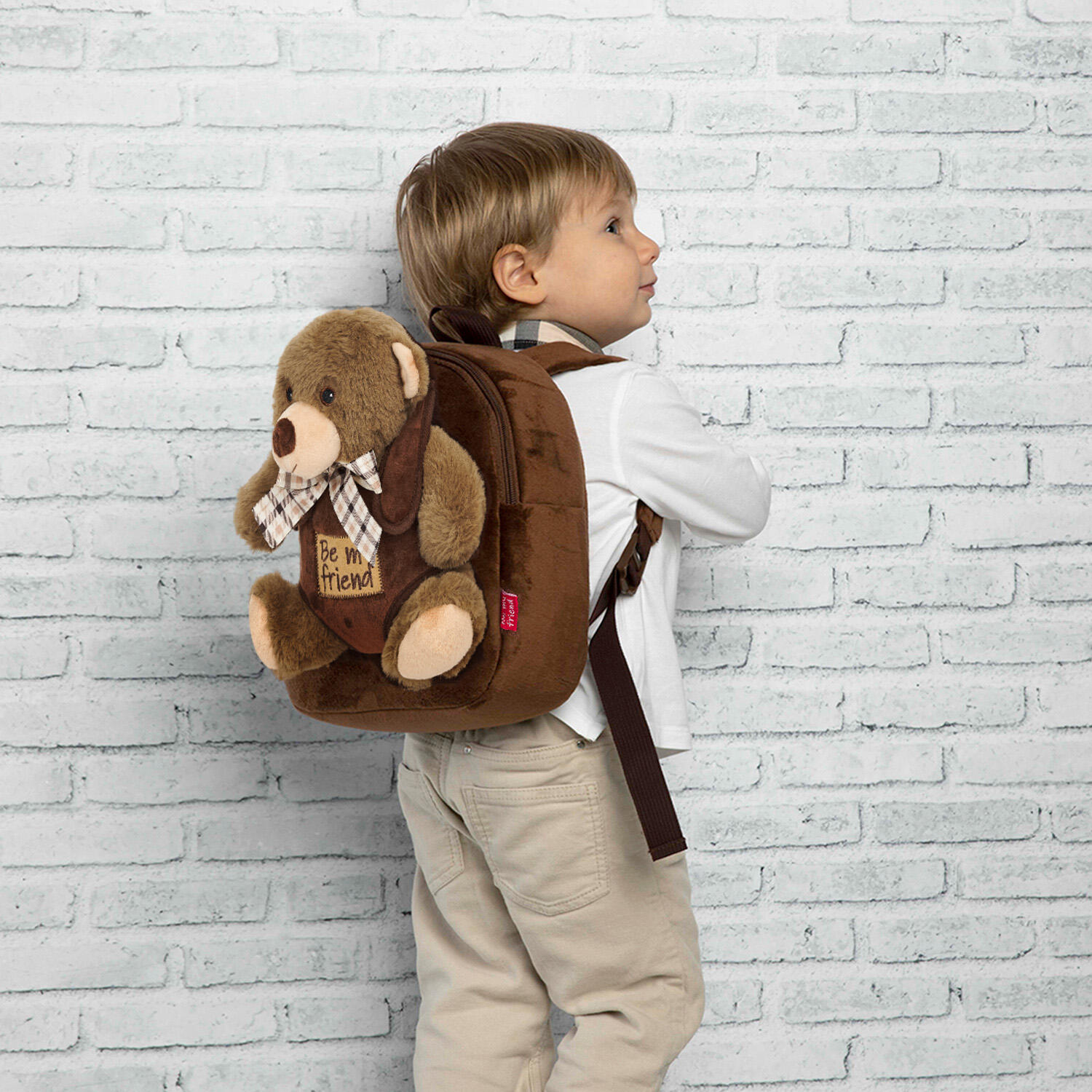 Zaino Morbido con Peluche Orsetto Marrone Scuro 5/6