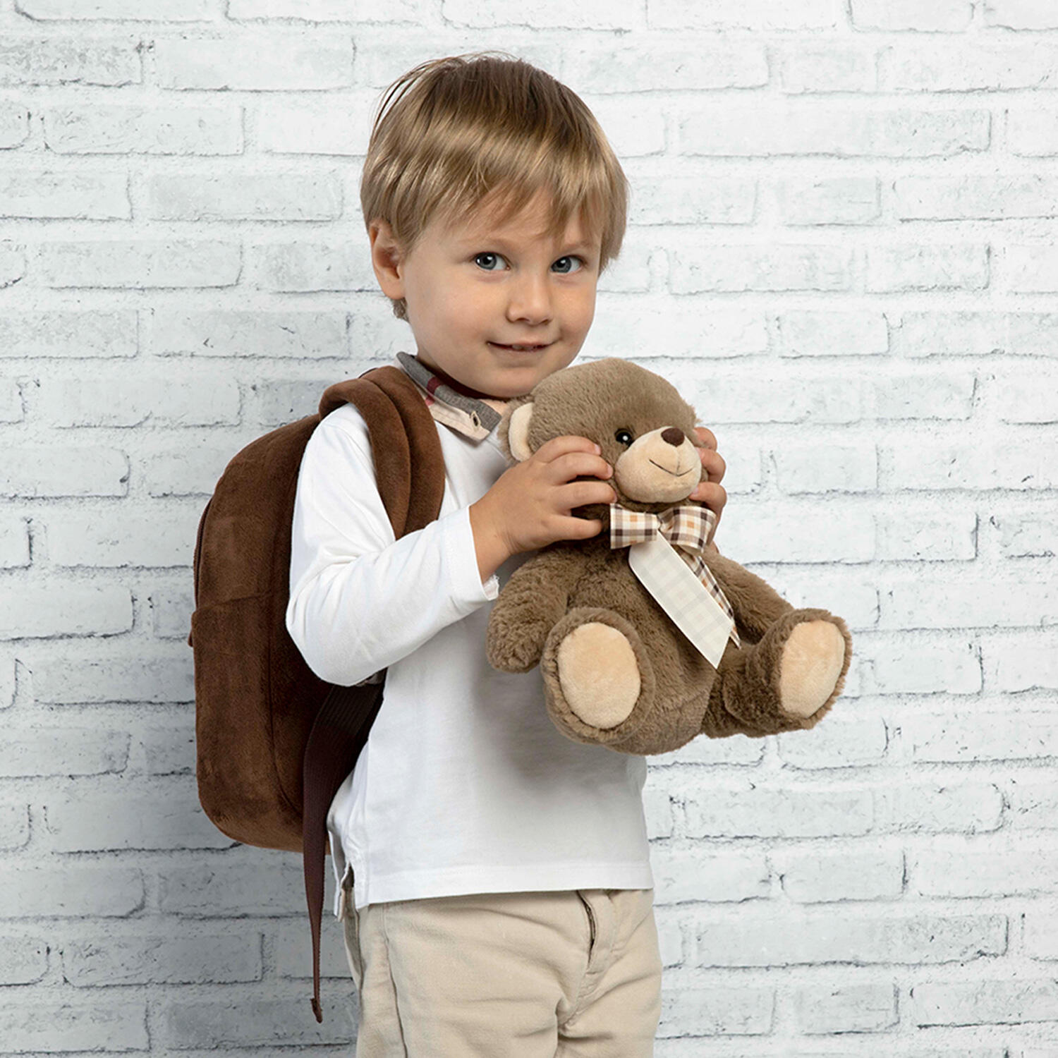 Zaino Morbido con Peluche Orsetto Marrone Scuro 4/6