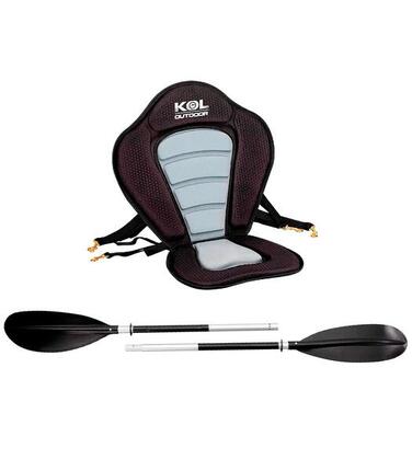 Kajak Zubehör-Set: Deluxe Sitz + Aluminium Doppelpaddel | Sit-on-Top Freizeit
