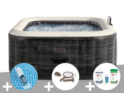 Kit spa gonflable PureSpa Ardoise carré Bulles 6 places + Aspirateur + Kit