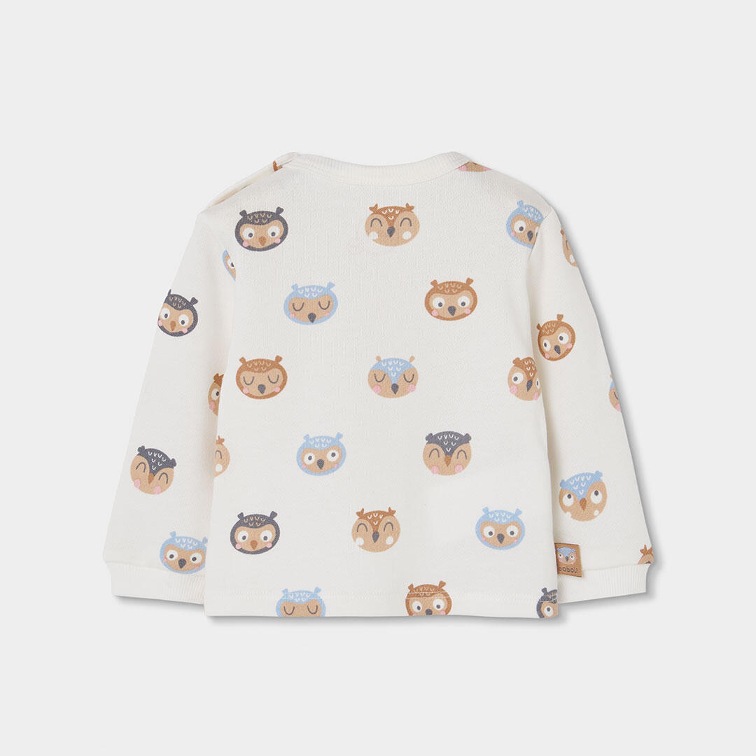 Conjunto punto bebé niño crudo estampado búhos 5/7