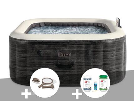 Kit spa gonflable PureSpa Ardoise carré Bulles 4 places + Kit d'entretien +
