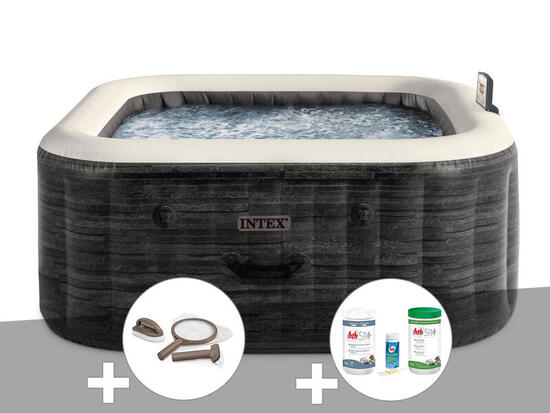 Kit spa gonflable PureSpa Ardoise carré Bulles 4 places + Kit d'entretien +