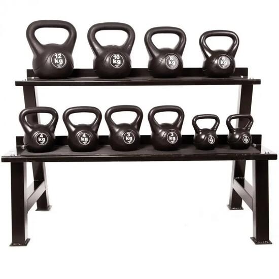 Rangement kettlebells 2 niveaux 150x63x70 cm