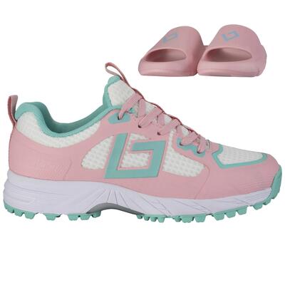 Brabo tribute junior turf hockeyschoenen light pink/aqua met slides