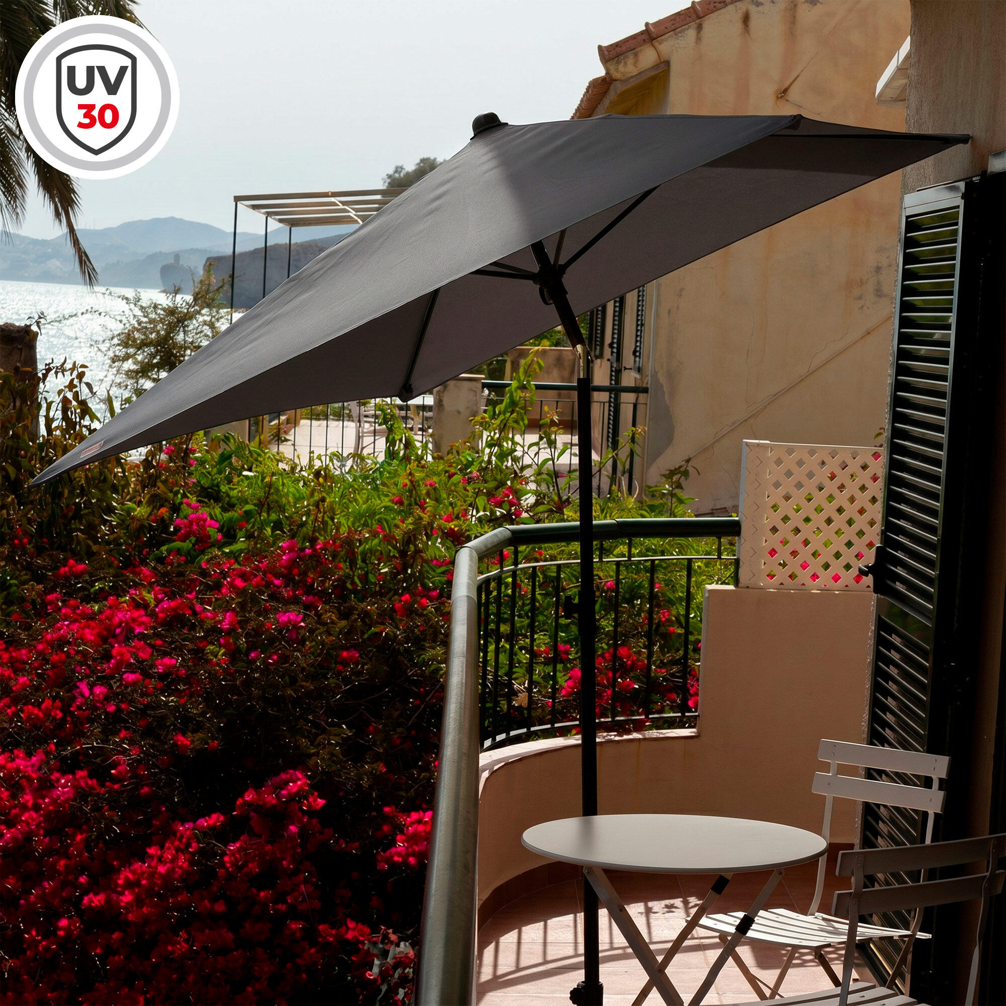 Aktive Parasol rectangular 180x145 cm gris 3/7