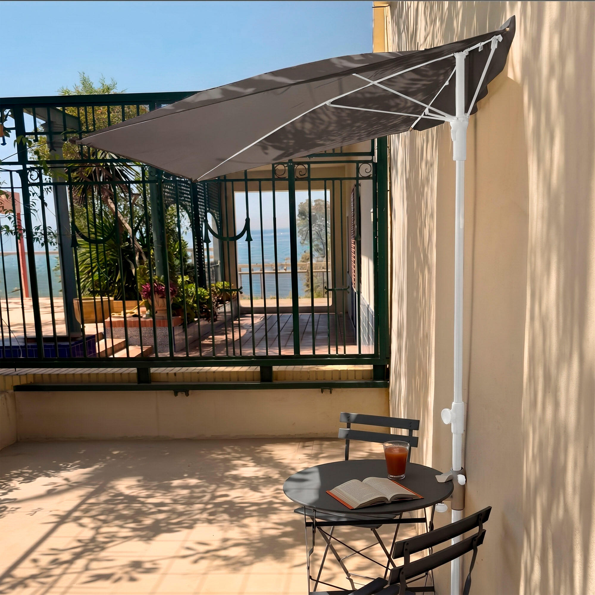 Aktive Parasol mural rectangulaire gris pour jardin 160x100 cm 2/7