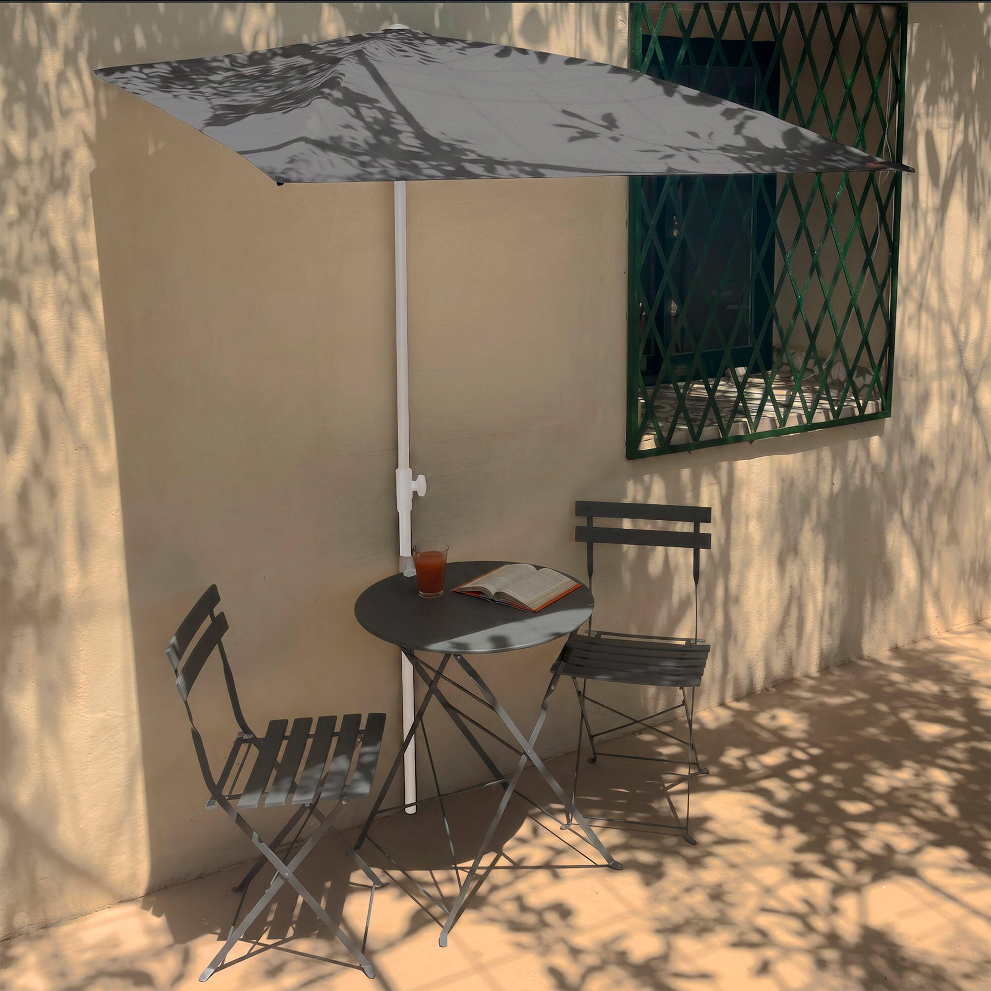 Aktive Parasol mural rectangulaire gris pour jardin 160x100 cm 5/7