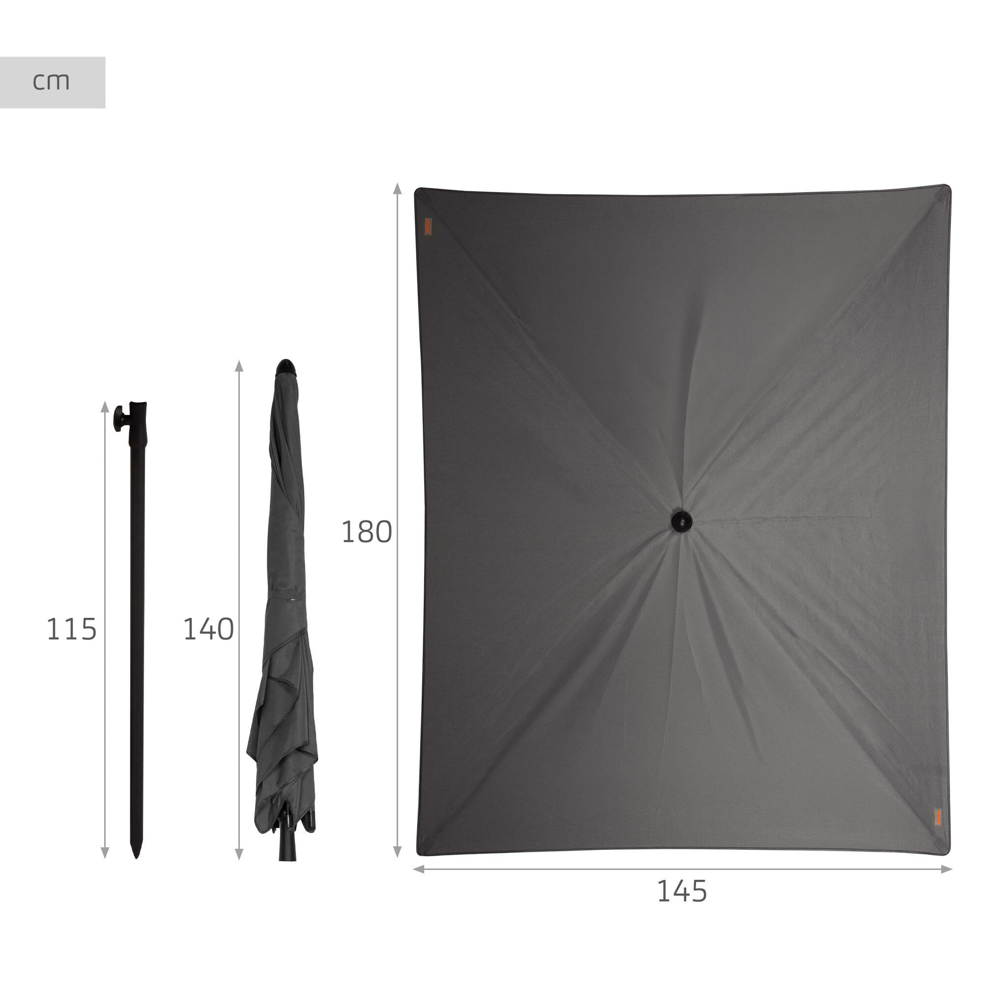 Aktive Parasol rectangular 180x145 cm gris 4/7