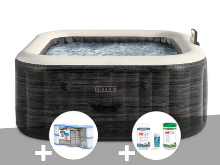 Kit spa gonflable PureSpa Ardoise carré Bulles 6 places + 6 filtres + Kit de