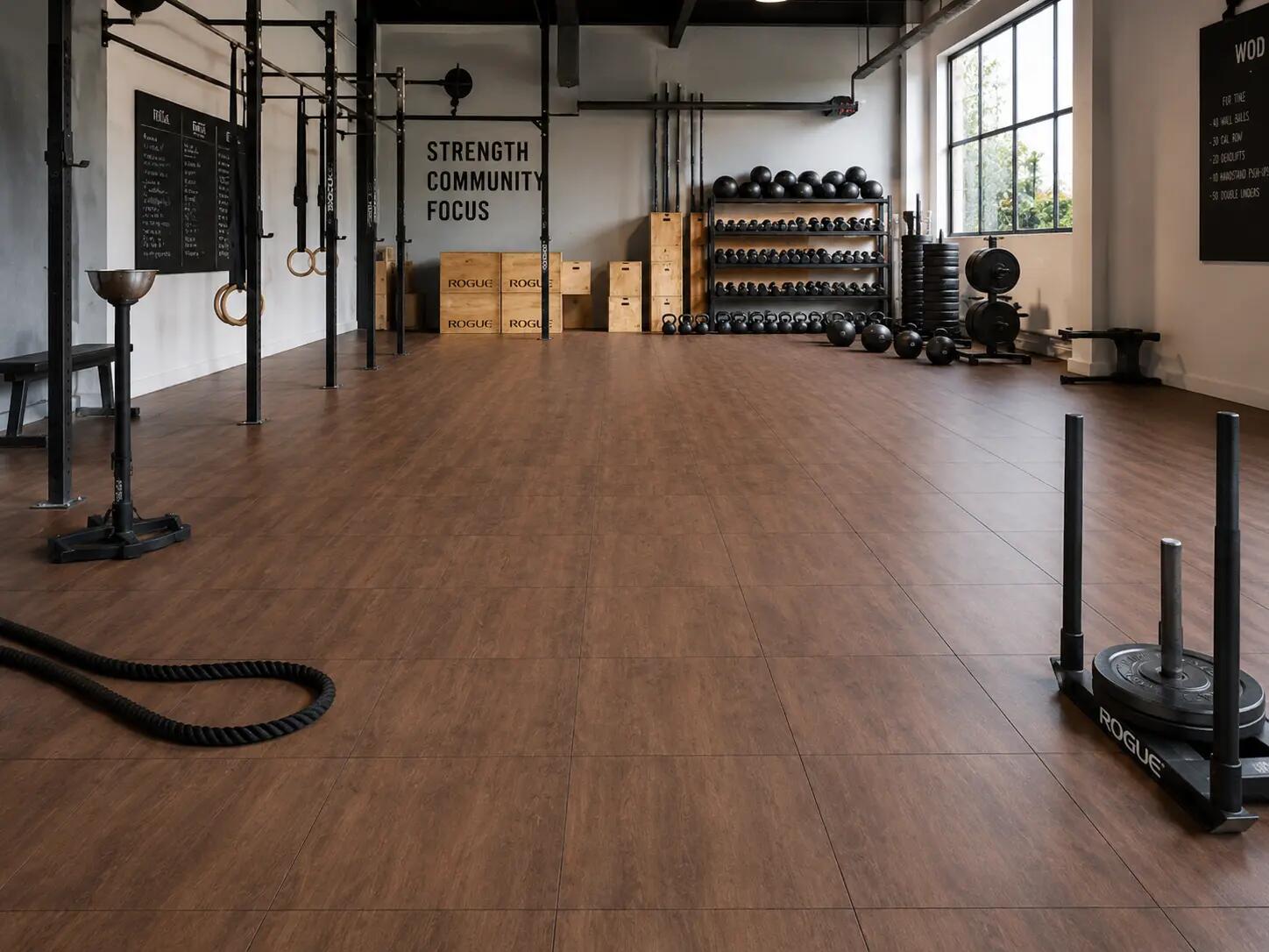 Sportvloer tegel houtlook - Walnut - 100x100 cm - 15 mm 6/7