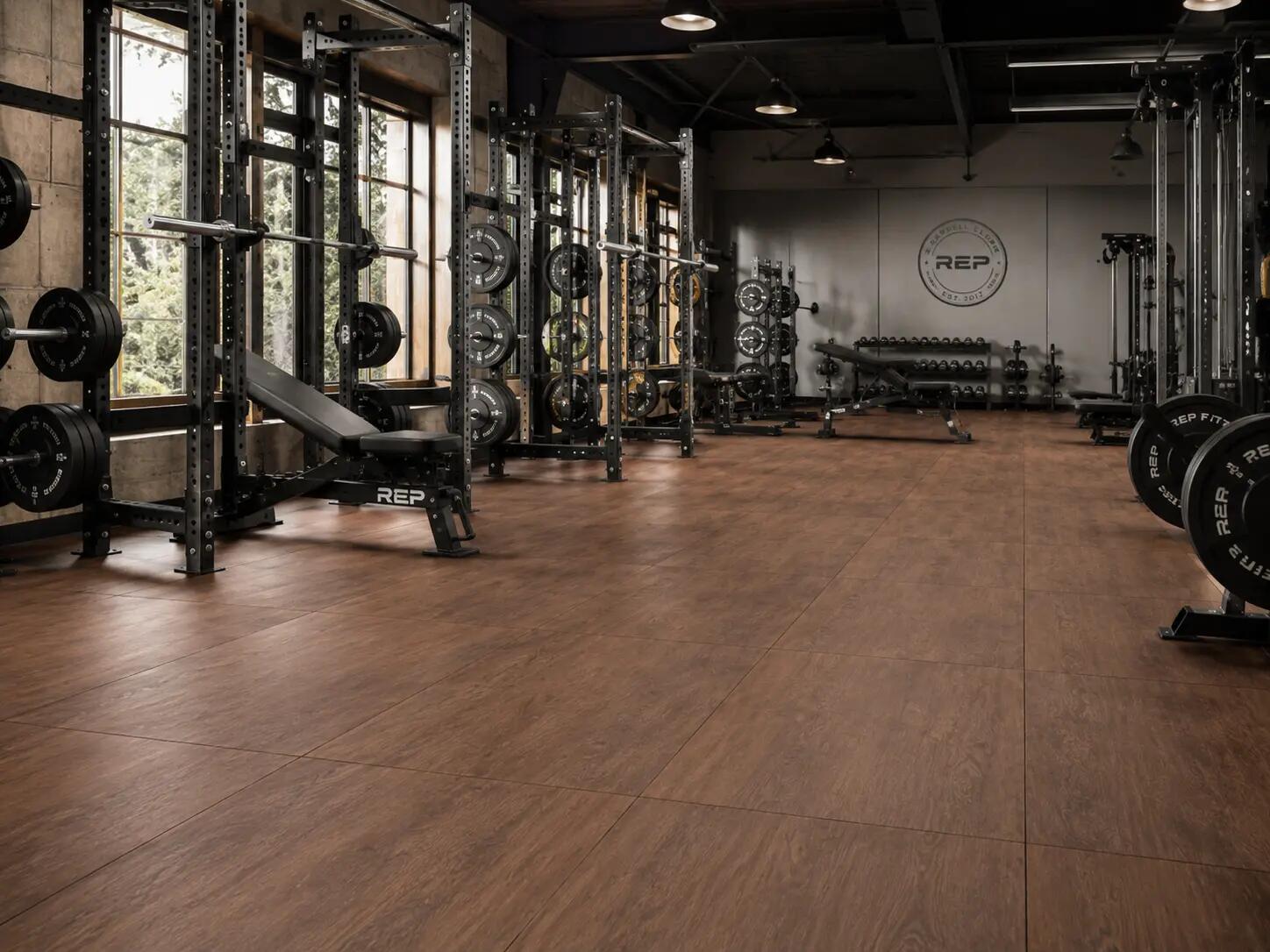 Sportvloer tegel houtlook - Walnut - 100x100 cm - 15 mm 2/7