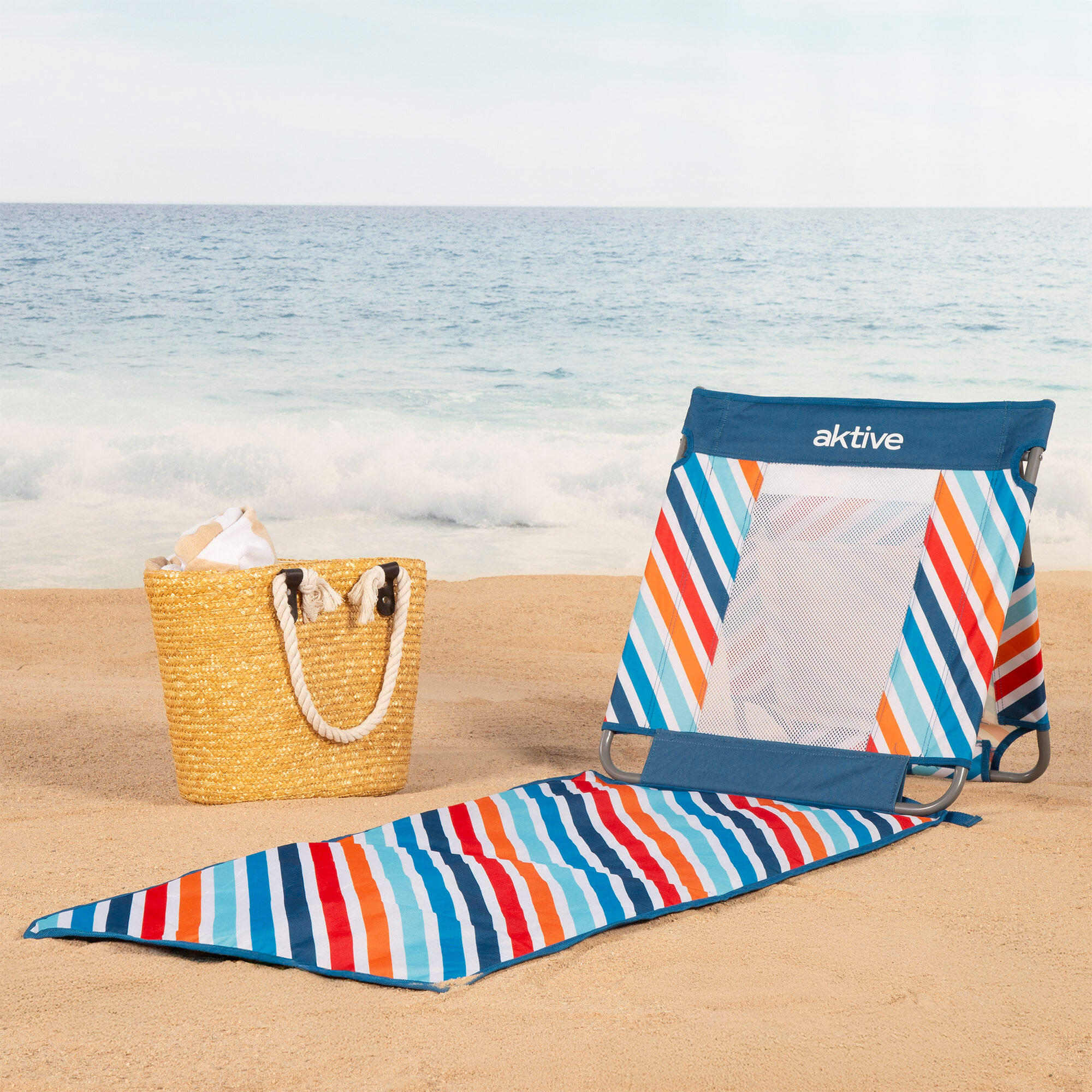 Aktive Tapete de praia reclinável multicolorido com cooler 3/7