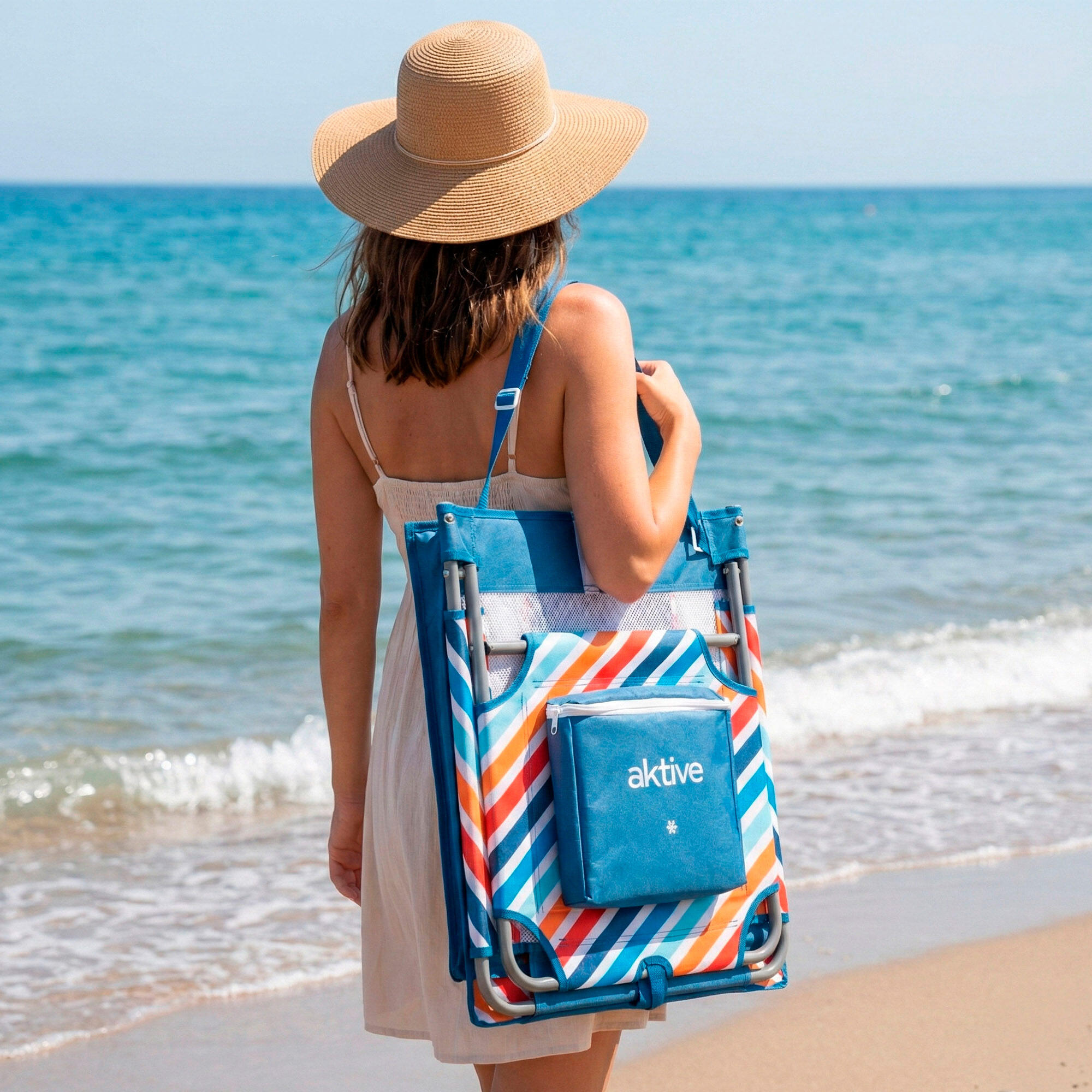 Aktive Tapete de praia reclinável multicolorido com cooler 2/7