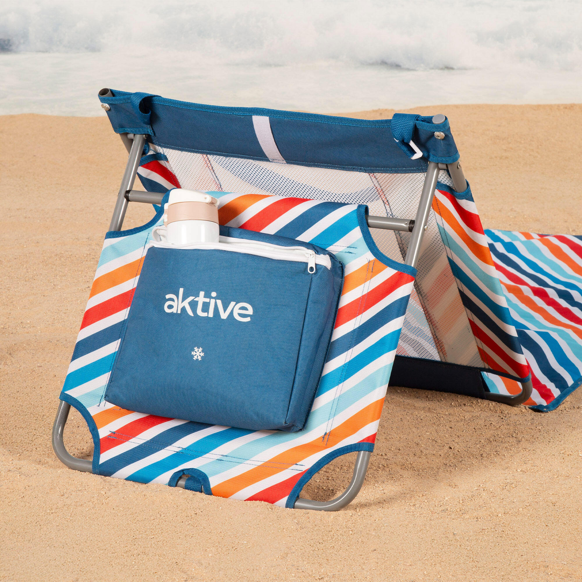 Aktive Tapete de praia reclinável multicolorido com cooler 5/7