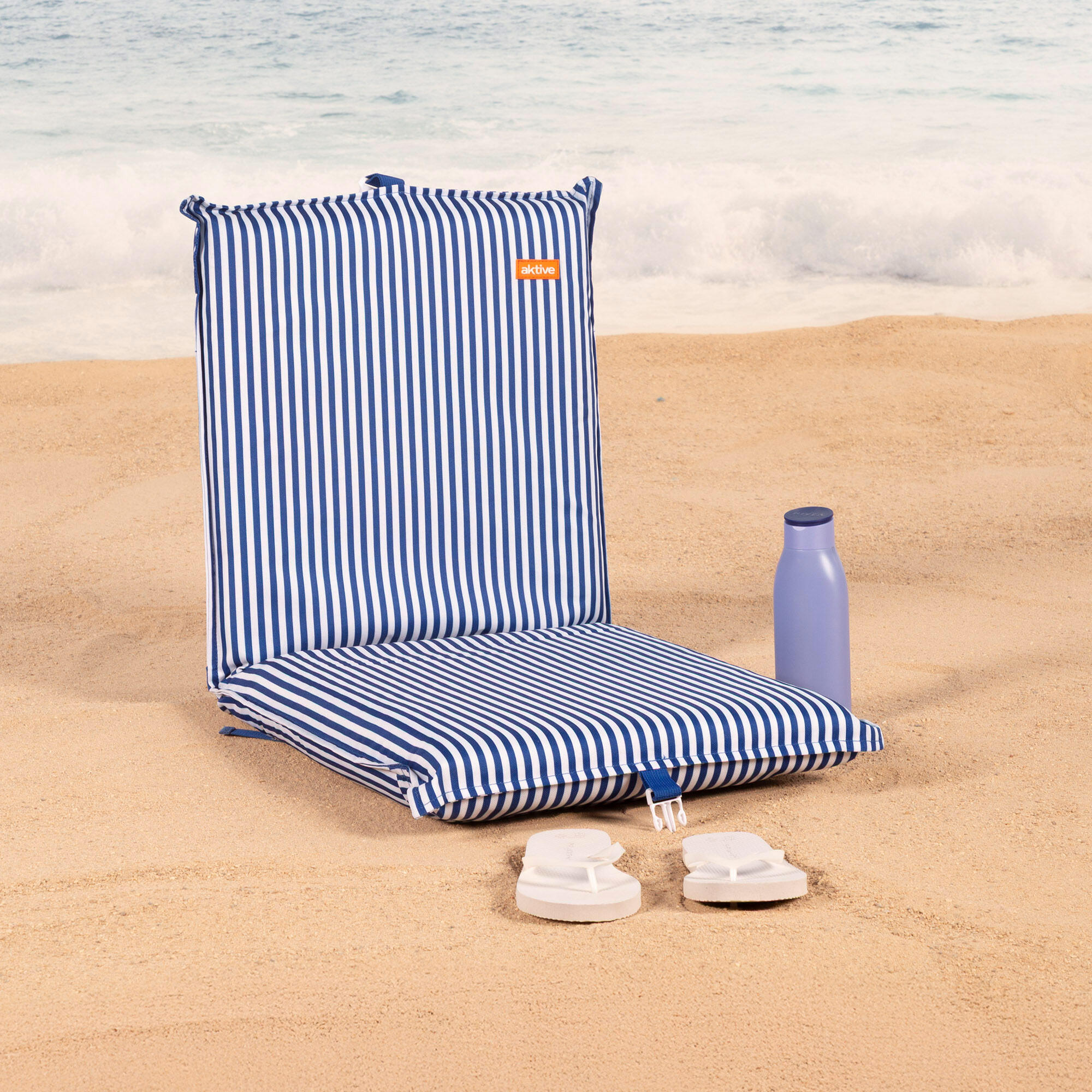 Aktive Cadeira de praia dobrável 40x48x56 cm com listras náuticas 2/7
