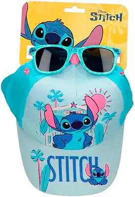 Set Bambini Stitch con Cappellino e Gafas de Sol Turquesa e Rosa Estampadas