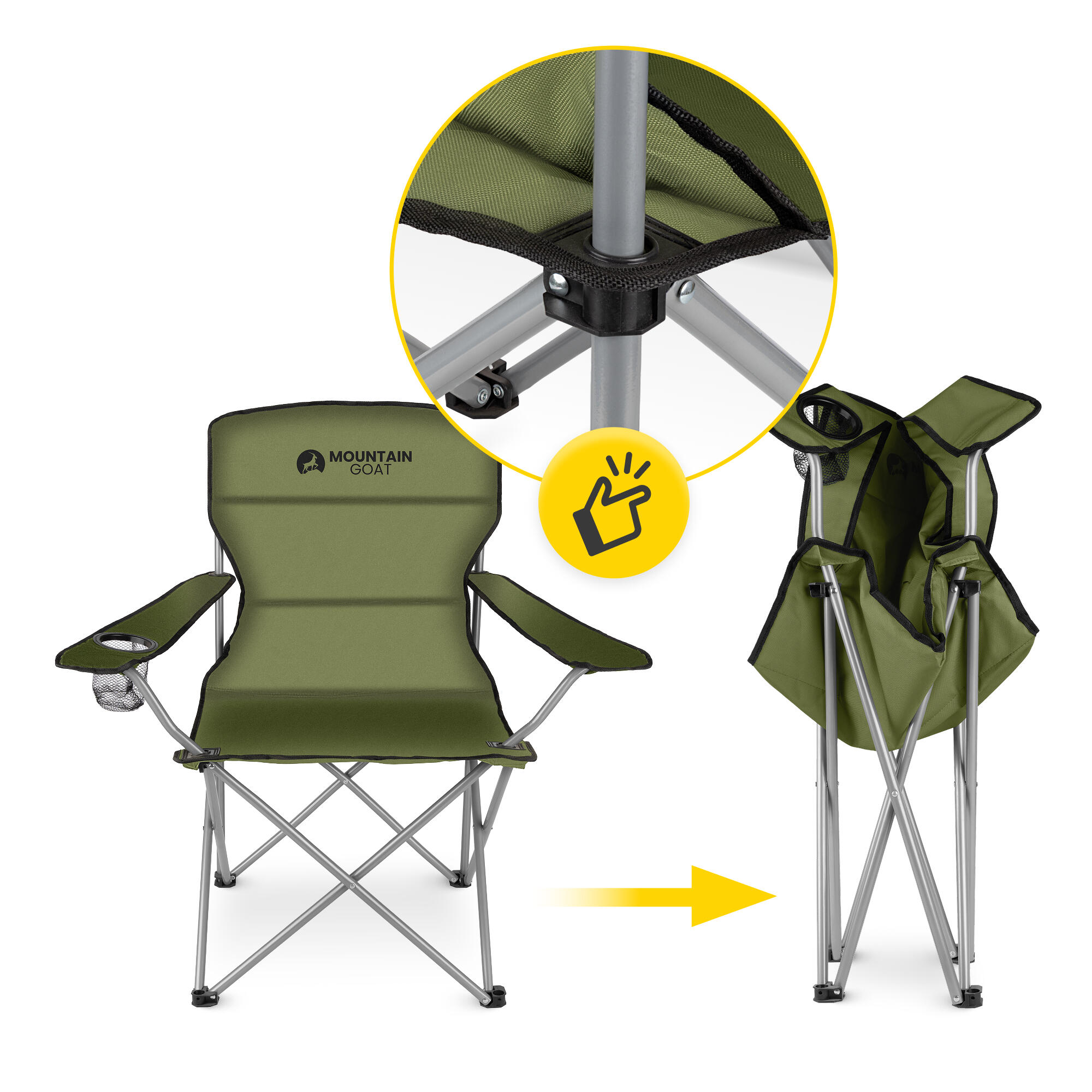 Faltbarer Campingstuhl mit Armlehnen bequem robust MOUNTAIN GOAT 7/7