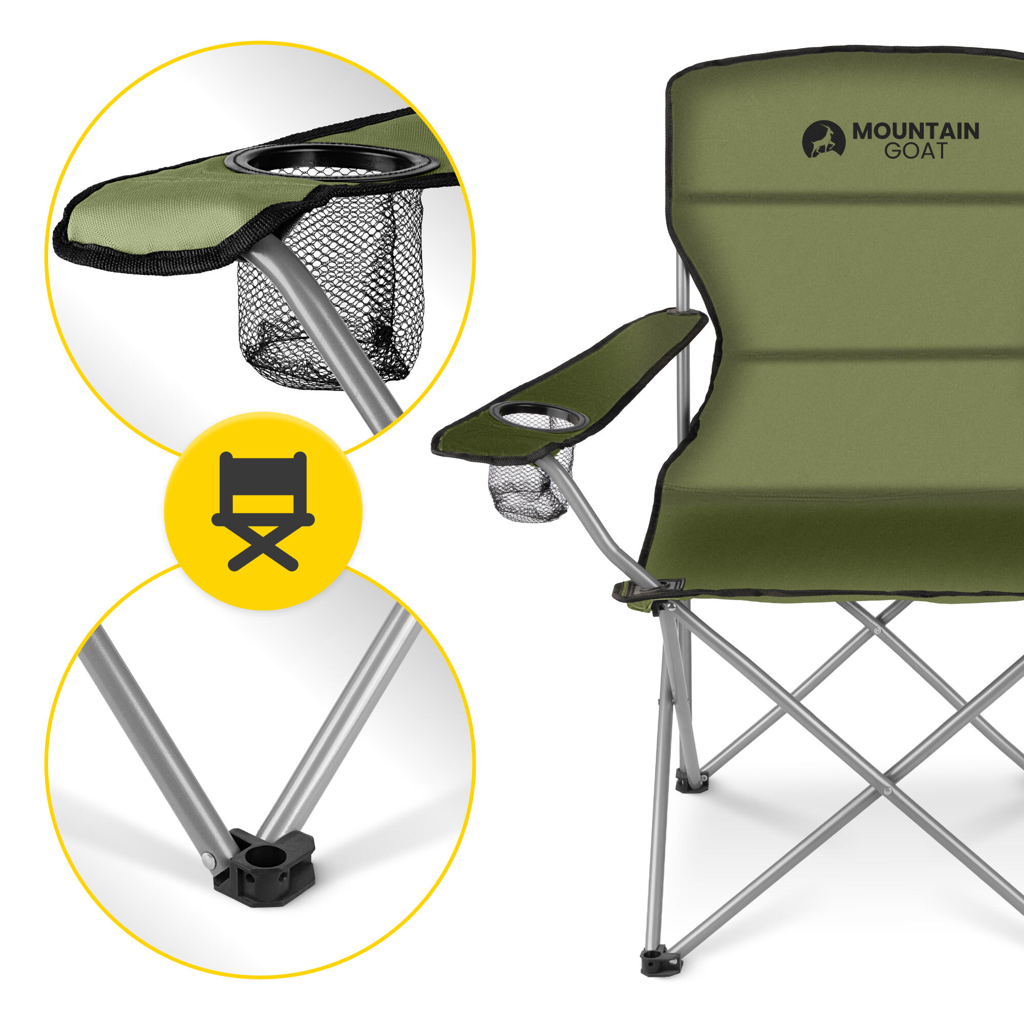 Faltbarer Campingstuhl mit Armlehnen bequem robust MOUNTAIN GOAT 6/7